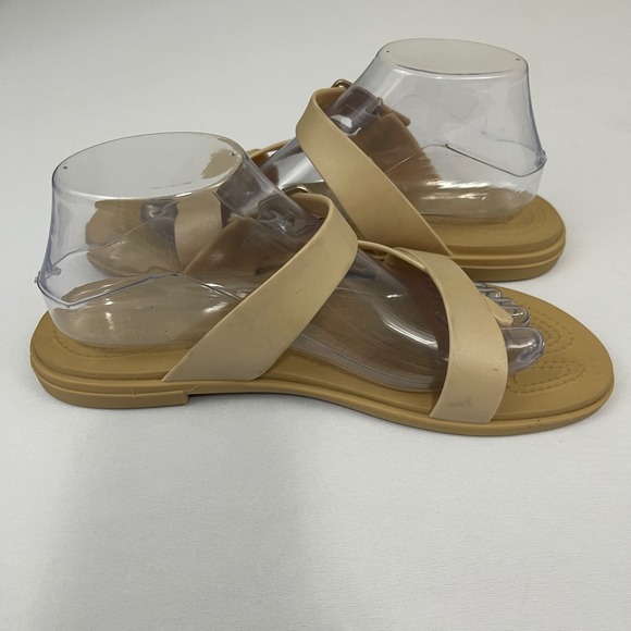 Crocs Tulum Toe Post Womens 10 Neutral Tan Beige Thong Flip Flop Sandals 207201 - Picture 7 of 10